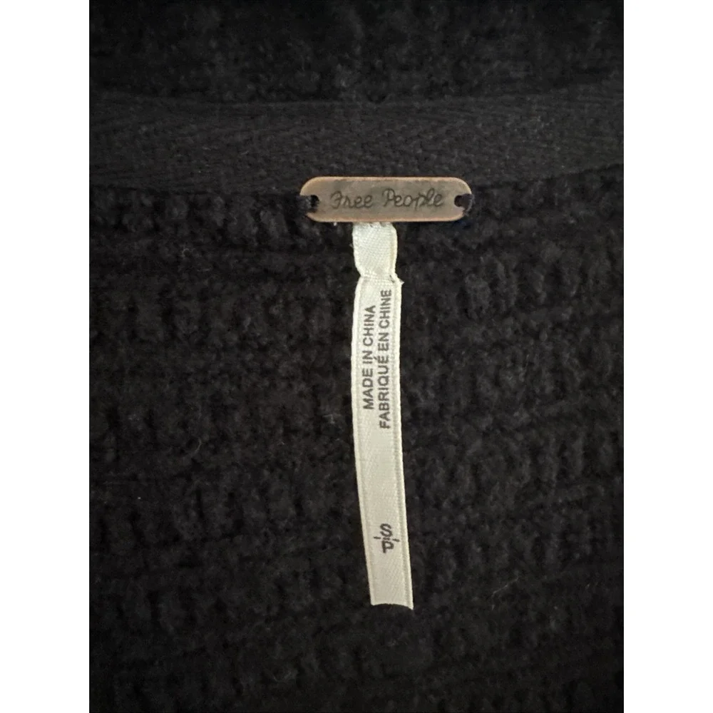 Free People Tunic‎ Sweater Womens Small Black Heart It Laces V Neck Side Tie